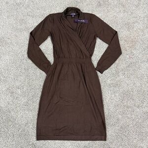 NWT Long Tall Sally Chocolate Brown Knit Dress Midi Preppy Classic Women’s M